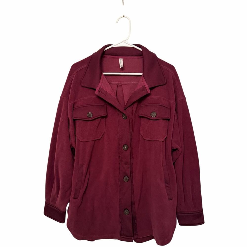 Zenana Outfitters Deep Burgundy Utility Jacket